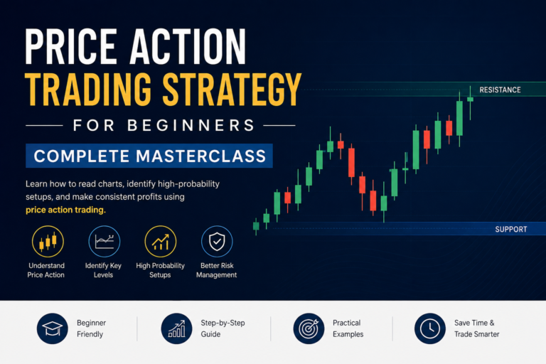Price action trading strategy for beginners showing market structure, support and resistance on a trading chart