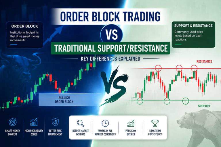 Order Block Trading vs Traditional Support and Resistance chart comparison