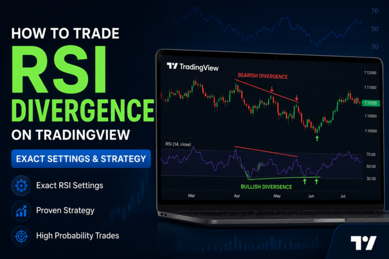RSI divergence strategy TradingView showing bullish and bearish divergence signals on a trading chart