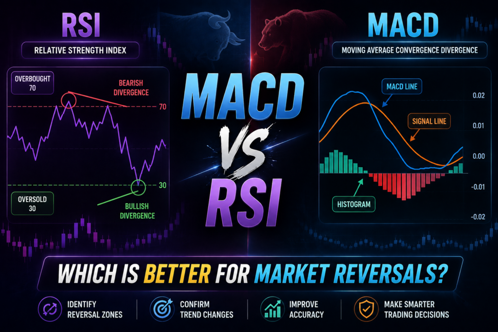 MACD vs RSI Indicator comparison for identifying market reversals